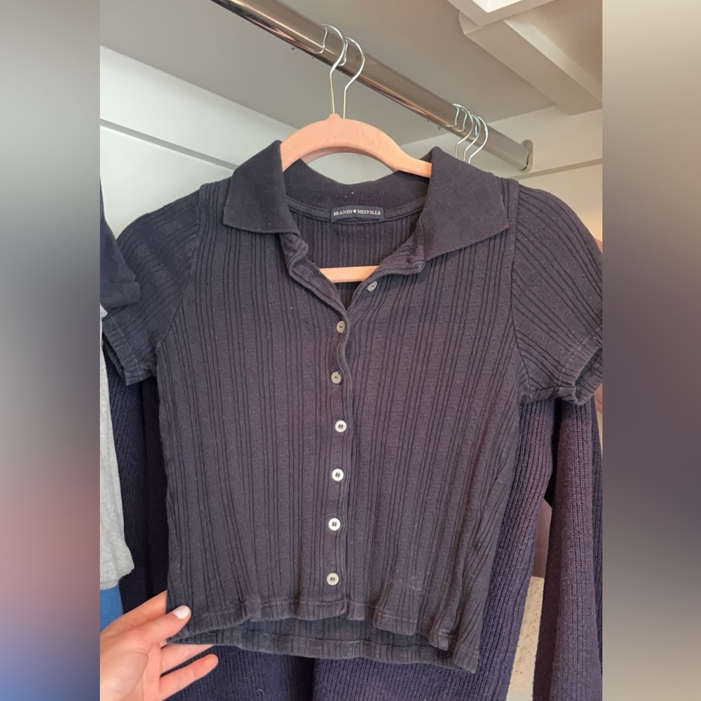 Navy Brandy Melville polo top size one size but fits like xs/s
